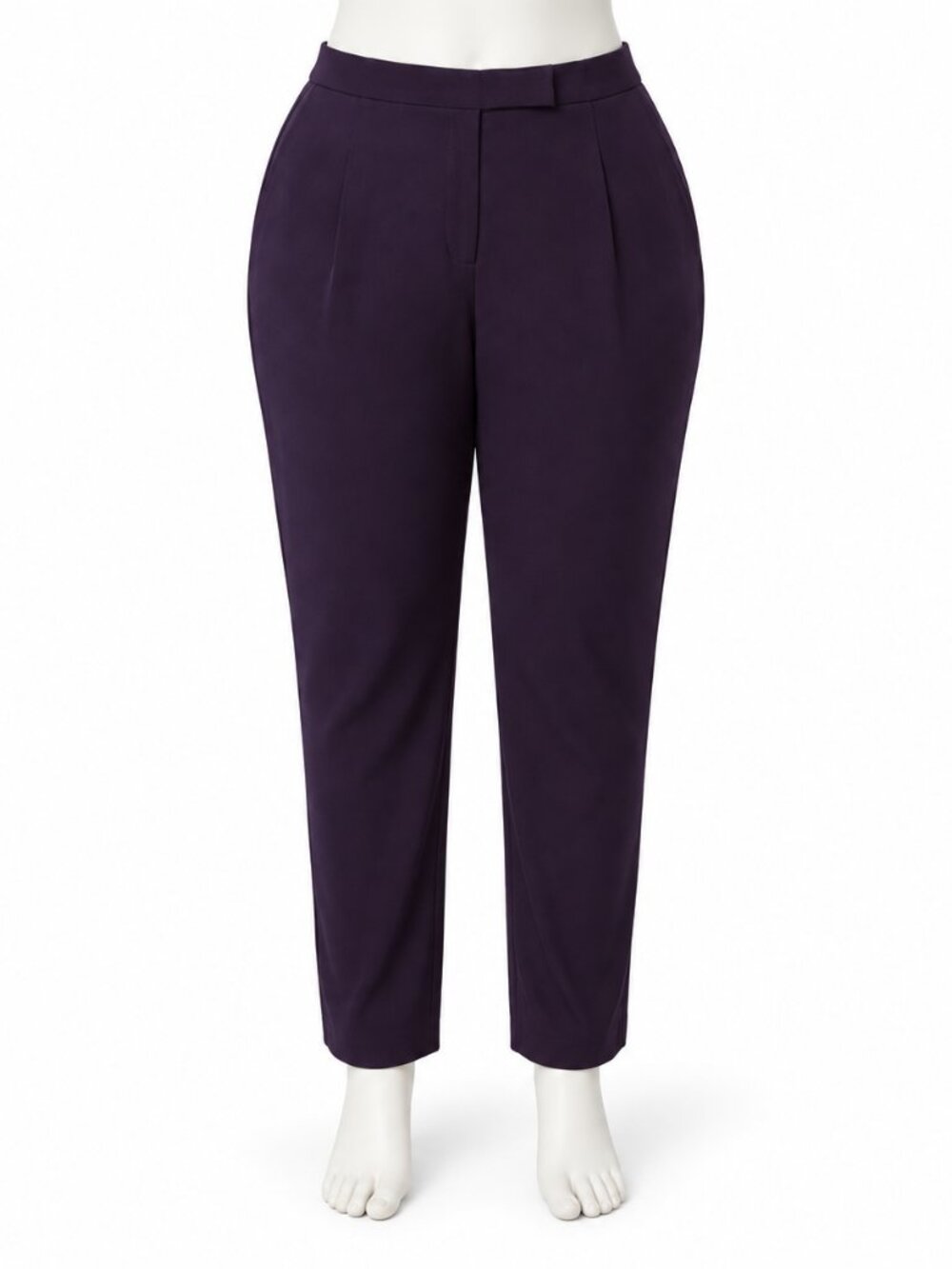 Dressbarn Pants Womens Size 24W Short Plum Purple 2 Way Stretch Trousers NEW